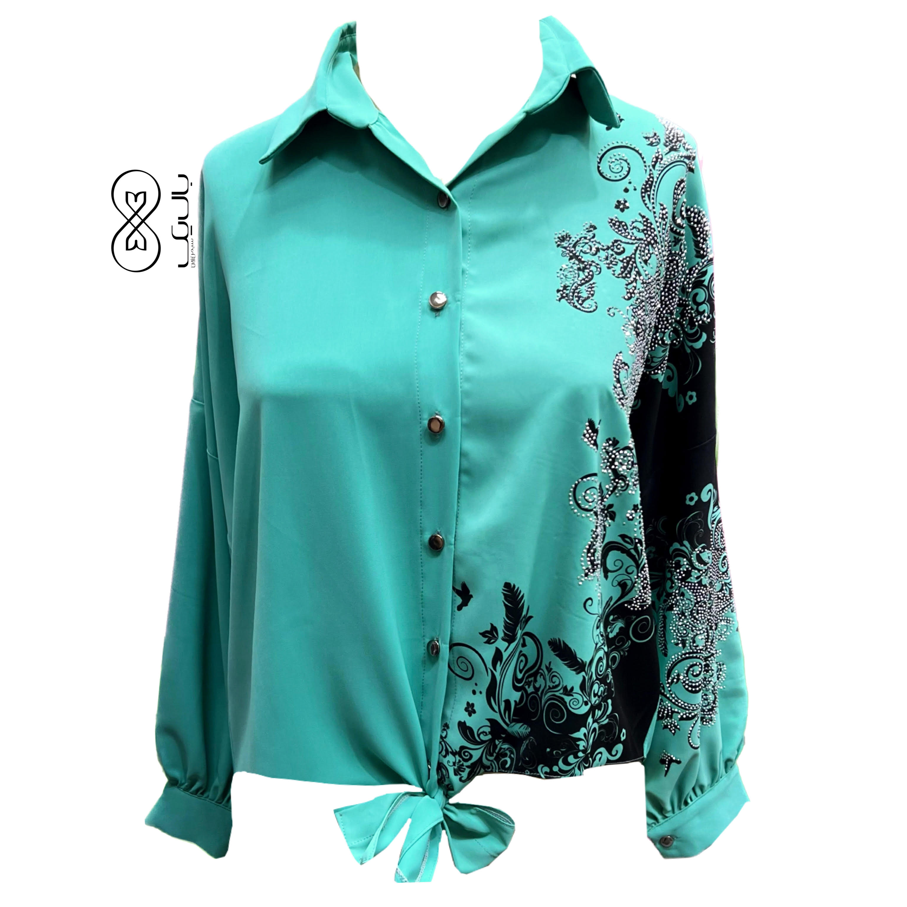 شومیز مجلسی زنانه کار شده کد 3206 رنگ آبی