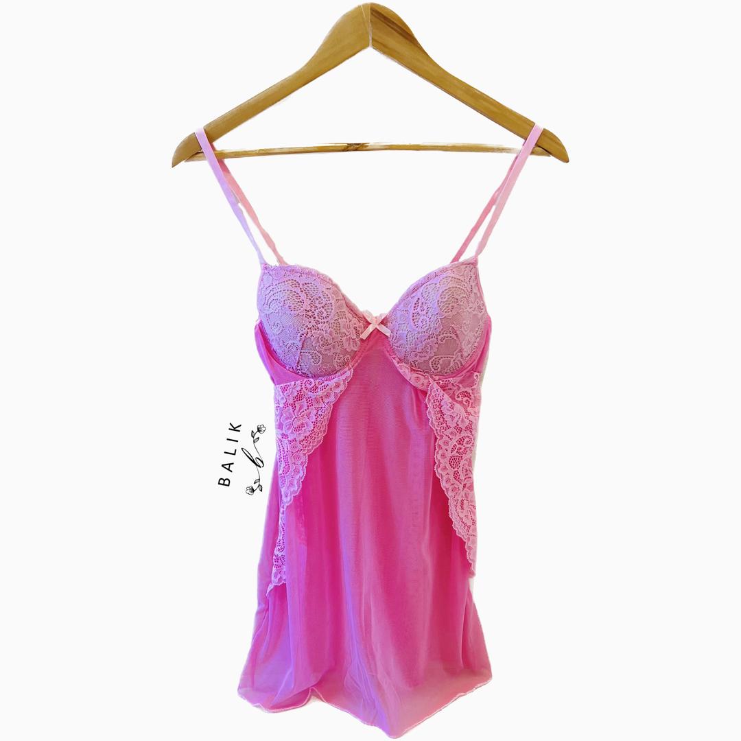 لباس خواب زنانه توری کاپ فنردار کد 3074 صورتی
